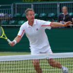 Tennis doubles player Anders Jarryd during an invitational Wimbledon match