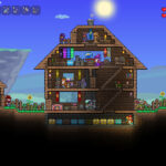 Genuine Terraria PC game screenshot showing side-scrolling sandbox terrain and enemies from the Steam product gallery