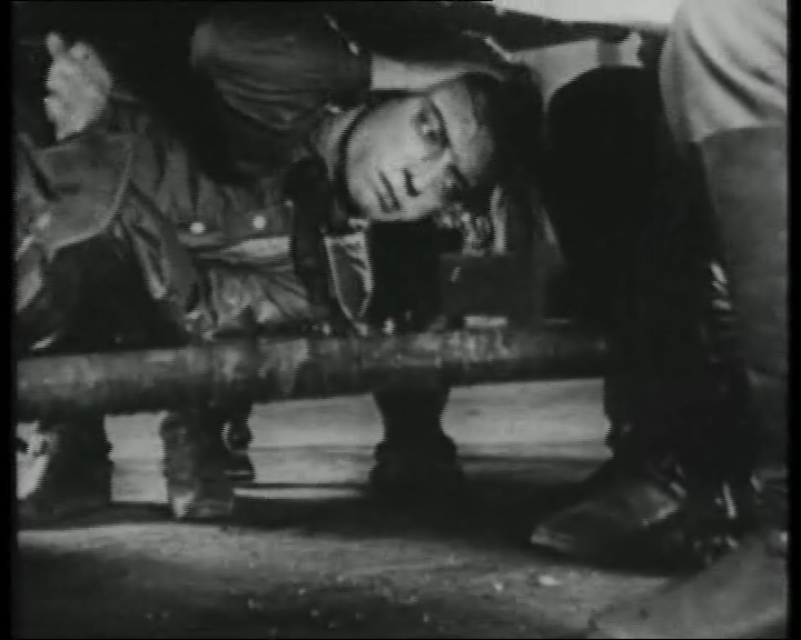 Black-and-white scene from the actual 1926 silent film The General starring Buster Keaton