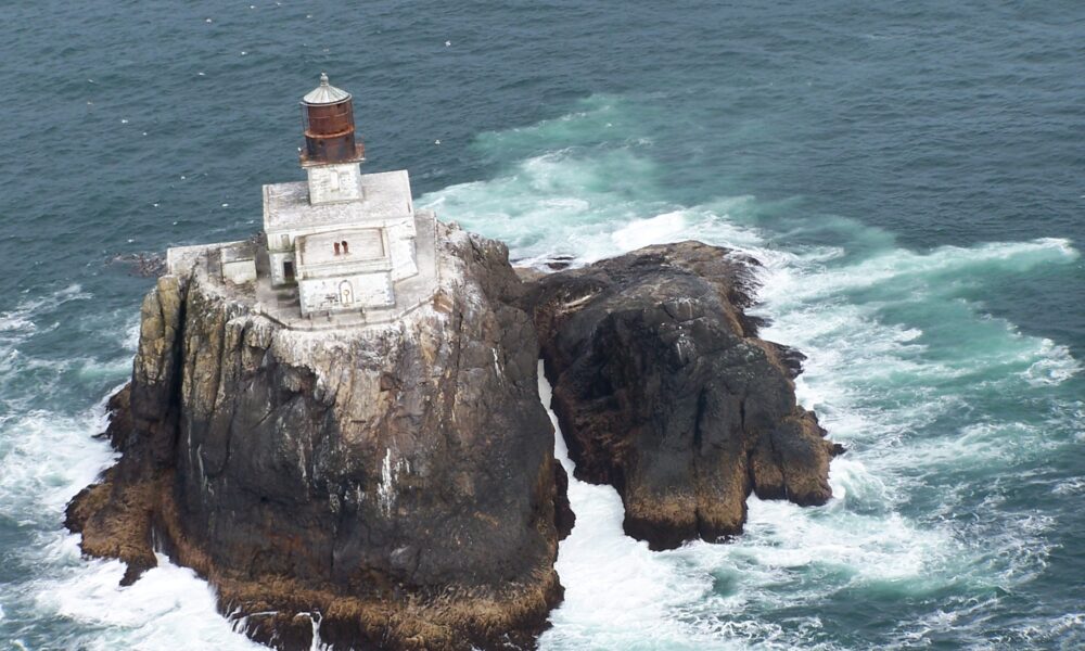 Actual Tillamook Rock Lighthouse, Oregon, as photographed by the U.S. Coast Guard