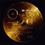 Close-up of the actual Voyager Golden Record cover showing playback instructions and pulsar map, NASA/JPL-Caltech