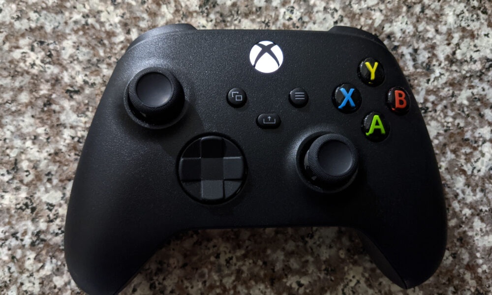 Real Carbon Black Xbox Series wireless game controller seen from above