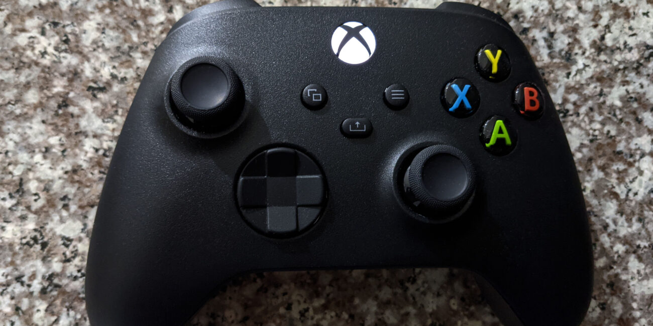 Real Carbon Black Xbox Series wireless game controller seen from above
