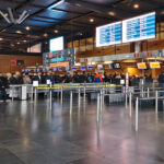 Brussels South Charleroi Airport terminal; flights operating October 9 and 12 despite possible transport disruptions