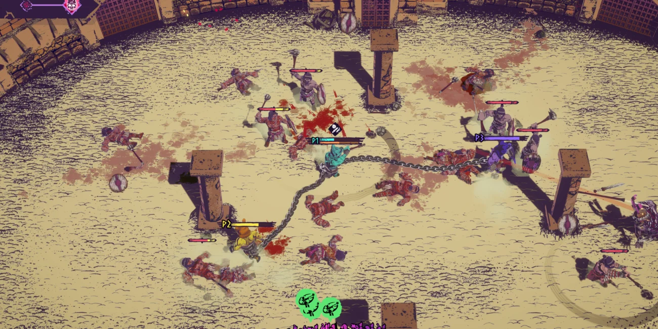Official developer screenshot from Chained Beasts, cooperative gladiator game due October 15, 2026