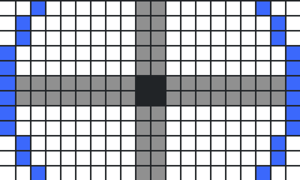 Block-by-block pixel circle grid for planning Minecraft towers, floors and domes