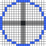 Block-by-block pixel circle grid for planning Minecraft towers, floors and domes