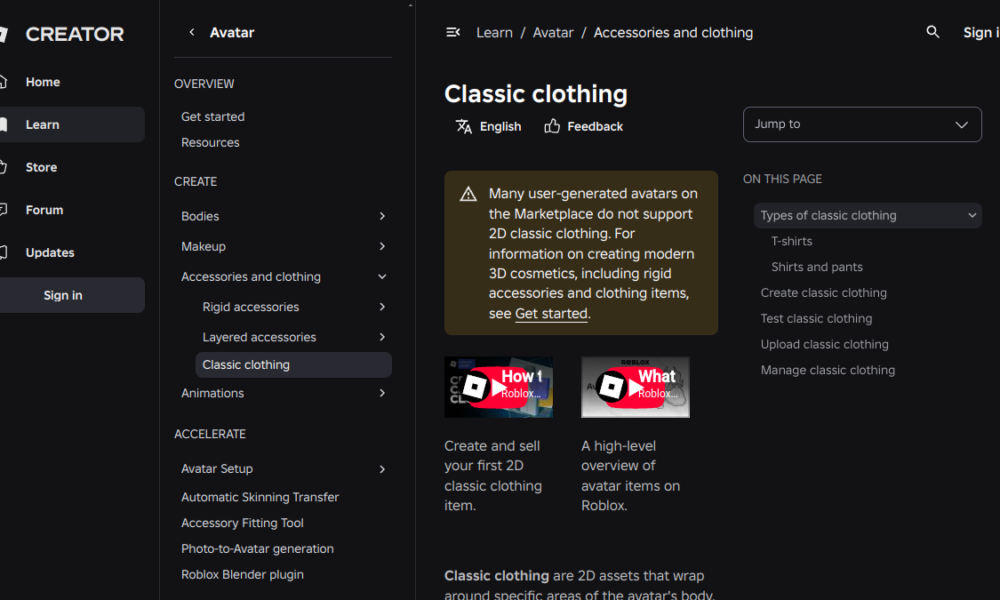 Roblox Clothing Template Guide (2026): Shirts and Pants Roblox Creator documentation artwork for clothing template guide