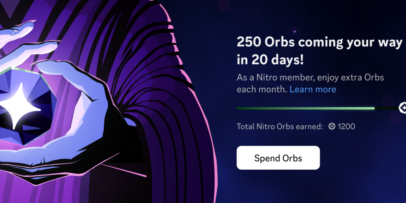 Discord Nitro Orbs rewards interface