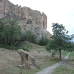Real photograph of trail beside the El Morro sandstone bluff in New Mexico