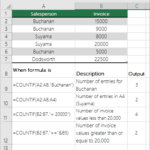 Excel COUNTIF example counting matching values