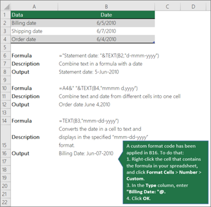 Excel text concatenation example combining values