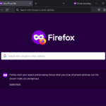Actual Firefox 113 desktop Private Browsing window on Windows 11, showing the purple private tab, mask icon and privacy notice