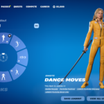 Official Fortnite Chapter Seven emote wheel interface showing dance and gesture slots