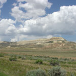 Actual sedimentary ridge and sagebrush landscape at Fossil Butte National Monument, Wyoming