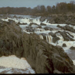 Actual Great Falls of the Potomac River in Great Falls Park Virginia, rocky river cascades and foaming rapids, National Park Service photo