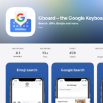 Gboard for iPhone App Store page showing the Google keyboard app and interface