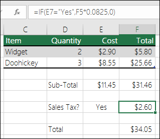 Excel IF function example with a simple logical test