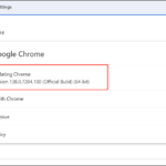 Google Chrome About page checking and installing a browser update