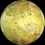 True-color mosaic of Jupiter's moon Io from actual NASA Galileo spacecraft images showing sulfur deposits and colorful volcanic regions