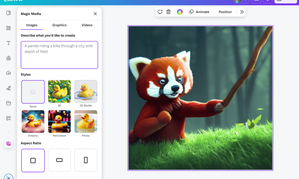 Canva AI image generator interface