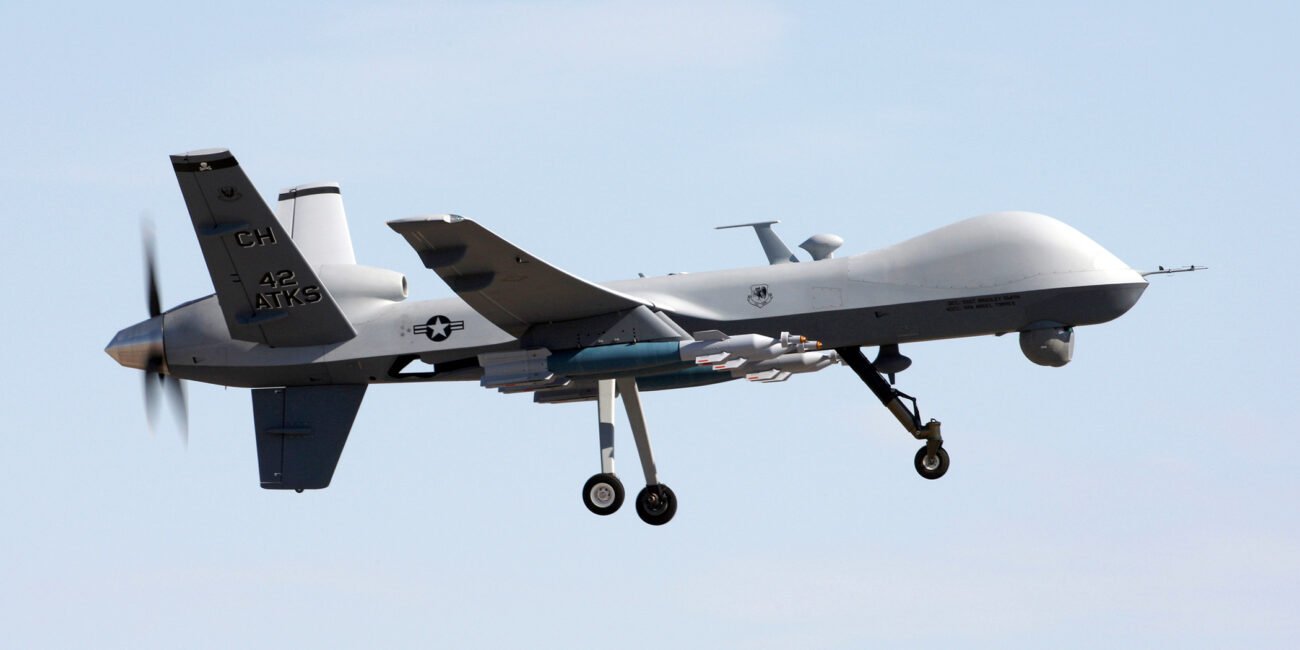 United States Air Force MQ-9 Reaper aircraft in flight during a 2008 training mission