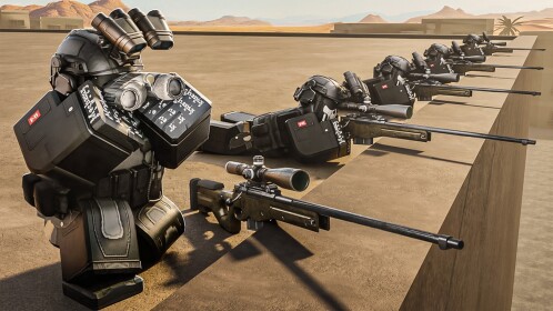 Warfare Tycoon Roblox official game thumbnail showing military base combat