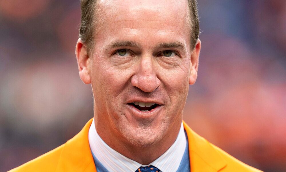 Peyton Manning, father of high school quarterback Marshall Manning, photographed in 2021; not a photo of Marshall