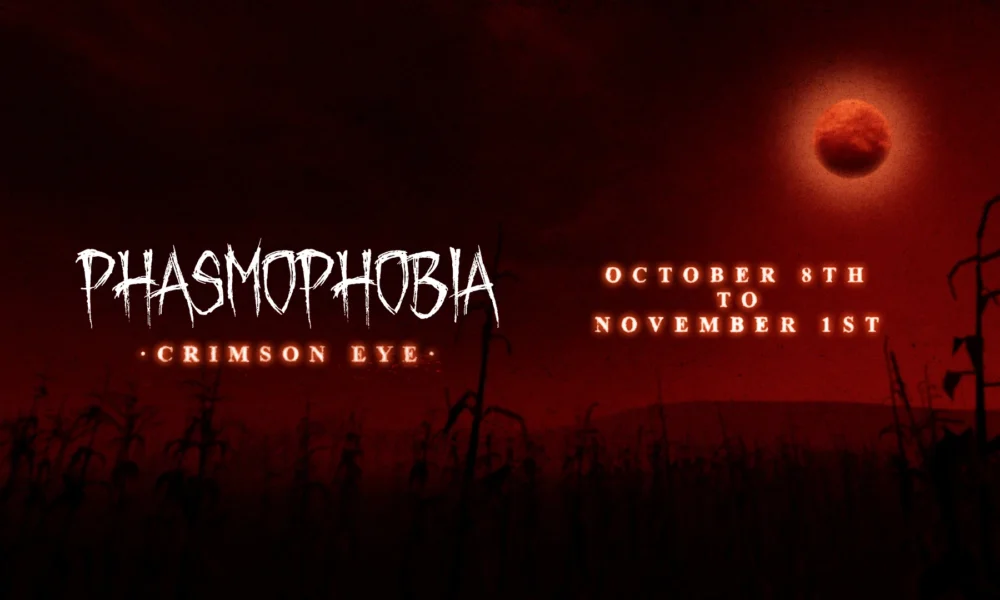 Phasmophobia Crimson Eye 2026 event key art with Blood Moon theme