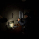 Authentic Phasmophobia Xbox Series X|S in-game investigation showing an investigator, flashlight and EMF reader