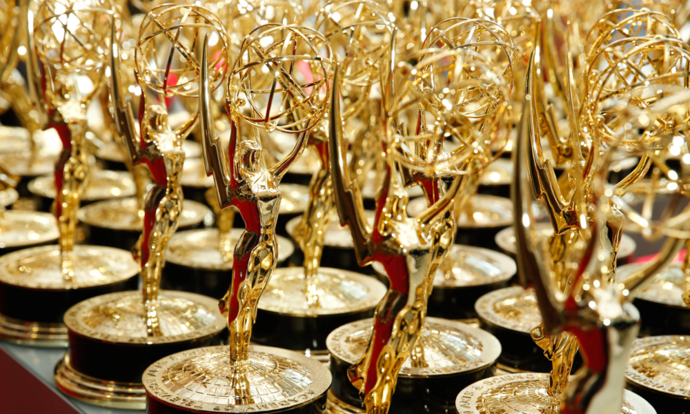 Rows of Emmy Awards trophies ahead of the Prime Video streaming deal