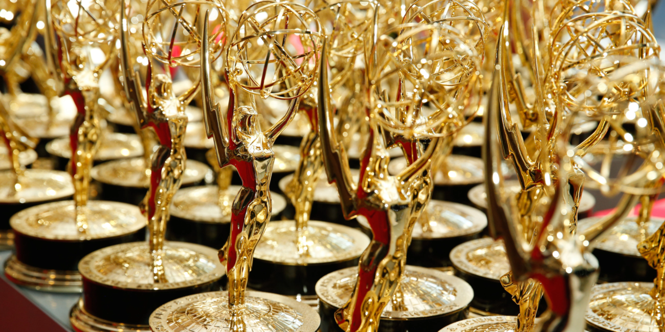 Rows of Emmy Awards trophies ahead of the Prime Video streaming deal