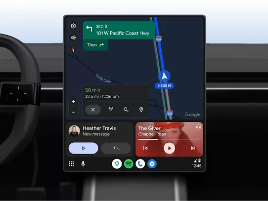 Android Auto interface on a compatible car display