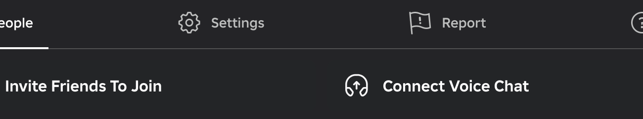 Official Roblox in-experience settings showing the Connect Voice Chat button