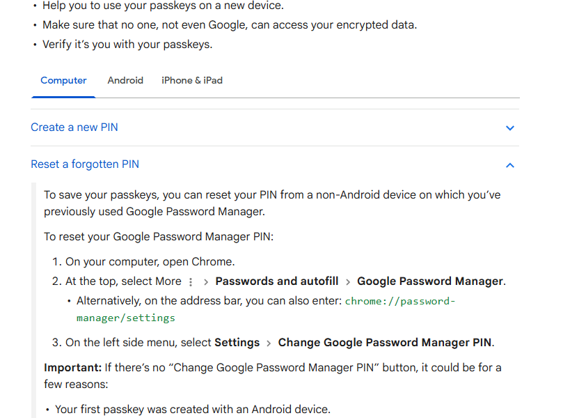 Google Password Manager interface in Chrome