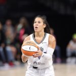 Golden State Valkyries guard Veronica Burton in an archival WNBA game photograph, ahead of the October 9, 2026 semifinal Game 3 against the Las Vegas Aces